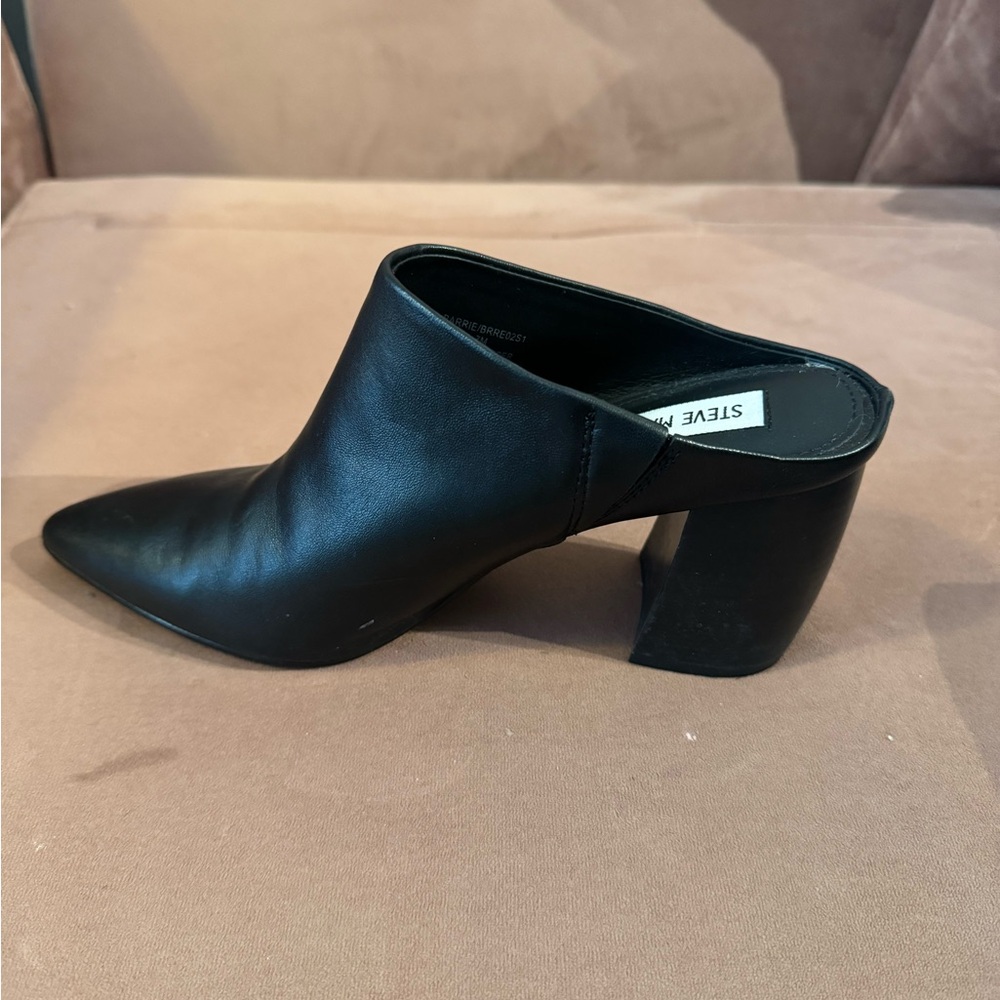 Steve Madden Black Heeled Mules